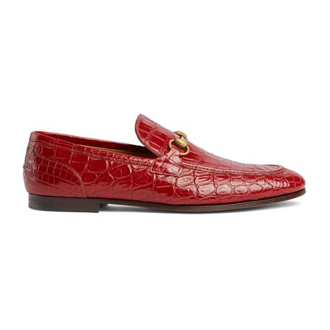 red gucci jordaan loafers|Gucci crocodile loafer.